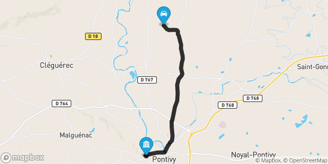 Itinéraire vers Pontivy