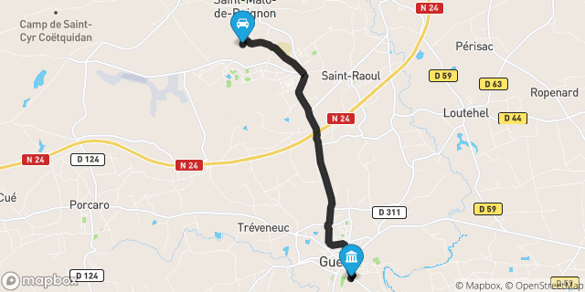 Itinéraire vers Guer
