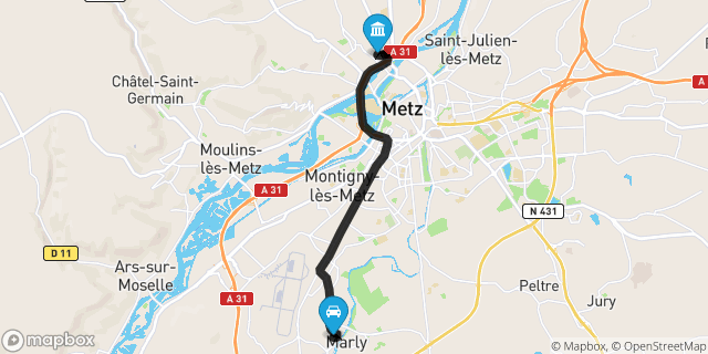 Itinéraire vers Metz