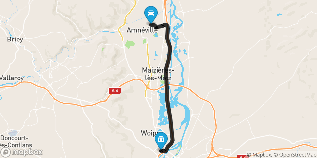 Itinéraire vers Metz