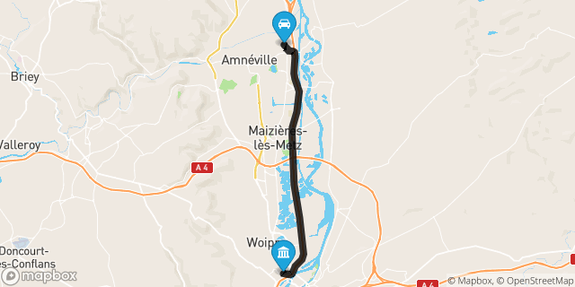 Itinéraire vers Metz