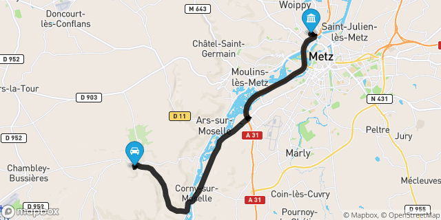 Itinéraire vers Metz