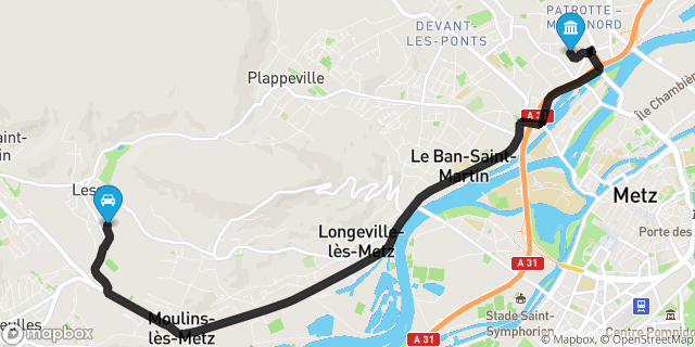 Itinéraire vers Metz