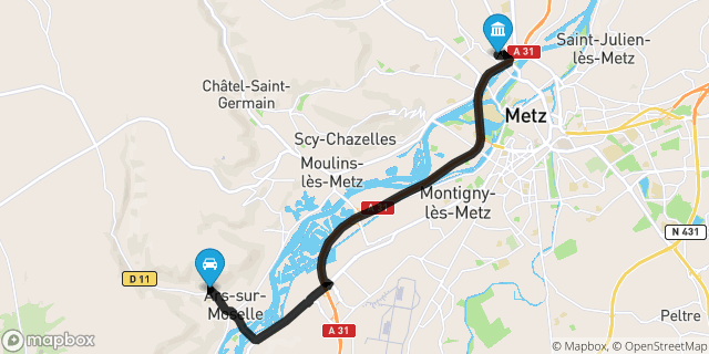 Itinéraire vers Metz