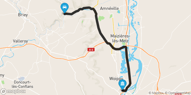 Itinéraire vers Metz