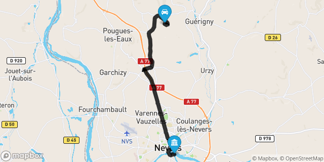 Itinéraire vers Nevers