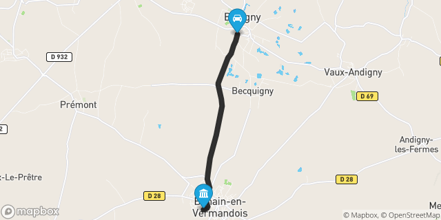 Itinéraire vers Bohain-en-Vermandois