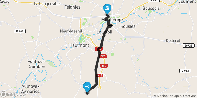 Itinéraire vers Maubeuge