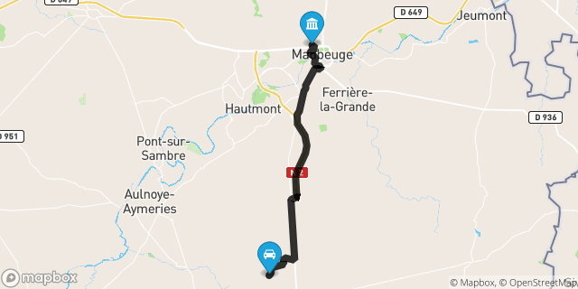 Itinéraire vers Maubeuge