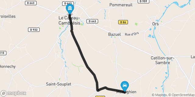 Itinéraire vers Le Cateau-Cambrésis