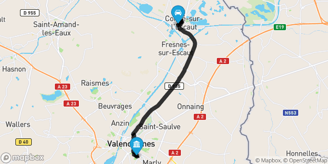 Itinéraire vers Valenciennes