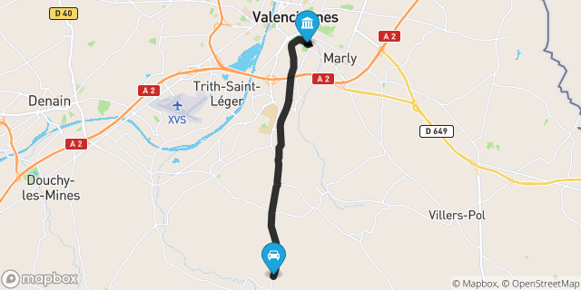 Itinéraire vers Valenciennes