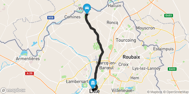 Itinéraire vers Lille