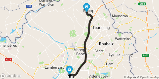 Itinéraire vers Lille