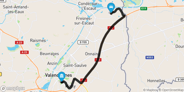 Itinéraire vers Valenciennes
