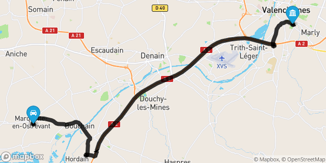Itinéraire vers Valenciennes