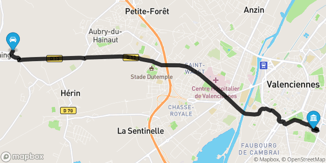 Itinéraire vers Valenciennes