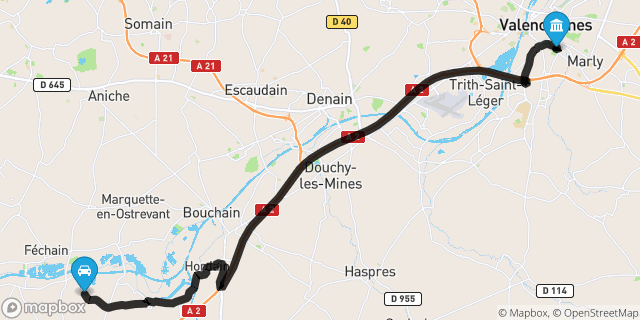 Itinéraire vers Valenciennes