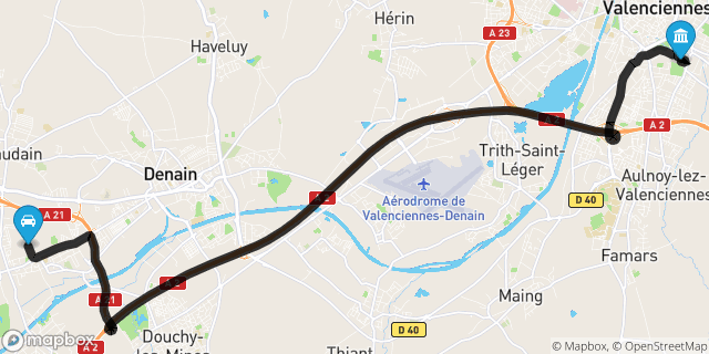 Itinéraire vers Valenciennes