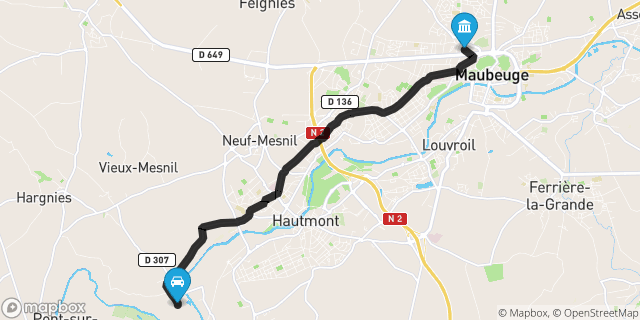 Itinéraire vers Maubeuge