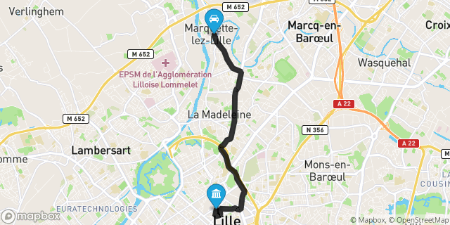 Itinéraire vers Lille