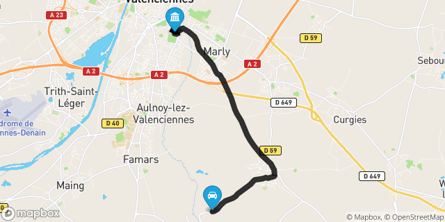Itinéraire vers Valenciennes
