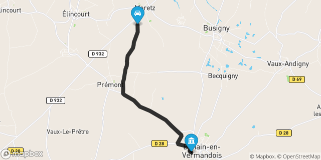 Itinéraire vers Bohain-en-Vermandois
