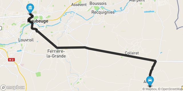 Itinéraire vers Maubeuge