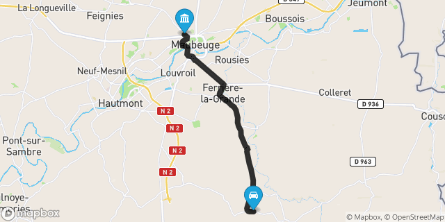 Itinéraire vers Maubeuge