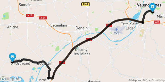 Itinéraire vers Valenciennes
