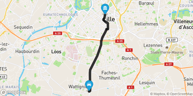 Itinéraire vers Lille