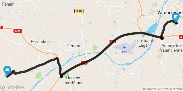 Itinéraire vers Valenciennes
