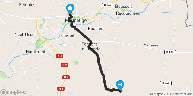 Itinéraire vers Maubeuge