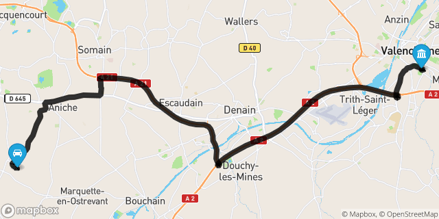 Itinéraire vers Valenciennes
