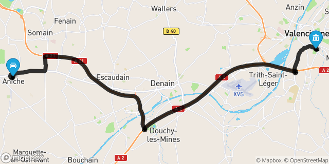 Itinéraire vers Valenciennes