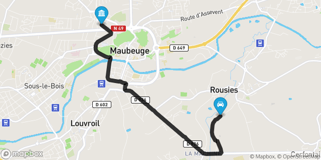 Itinéraire vers Maubeuge