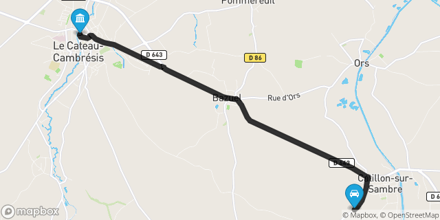 Itinéraire vers Le Cateau-Cambrésis