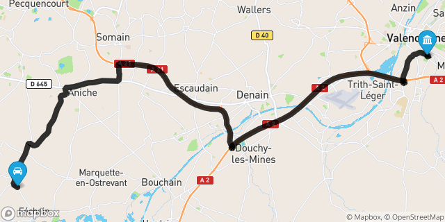 Itinéraire vers Valenciennes