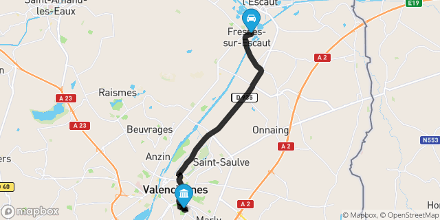 Itinéraire vers Valenciennes