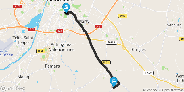 Itinéraire vers Valenciennes