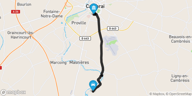 Itinéraire vers Cambrai
