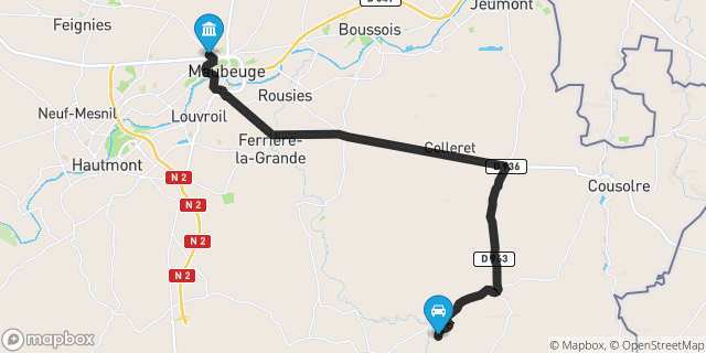 Itinéraire vers Maubeuge