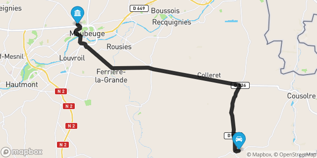 Itinéraire vers Maubeuge