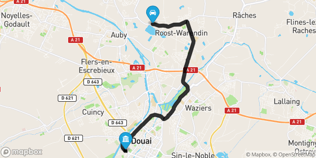 Itinéraire vers Douai