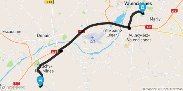 Itinéraire vers Valenciennes