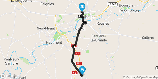 Itinéraire vers Maubeuge