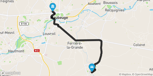 Itinéraire vers Maubeuge