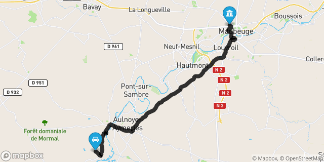 Itinéraire vers Maubeuge
