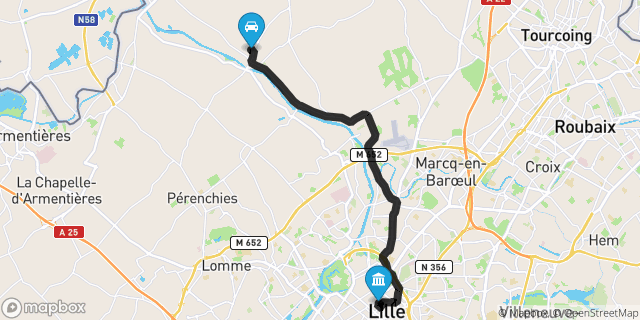 Itinéraire vers Lille