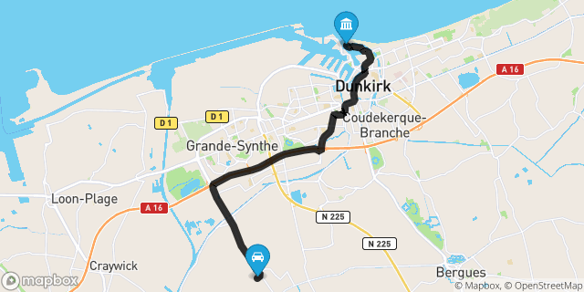 Itinéraire vers Dunkerque
